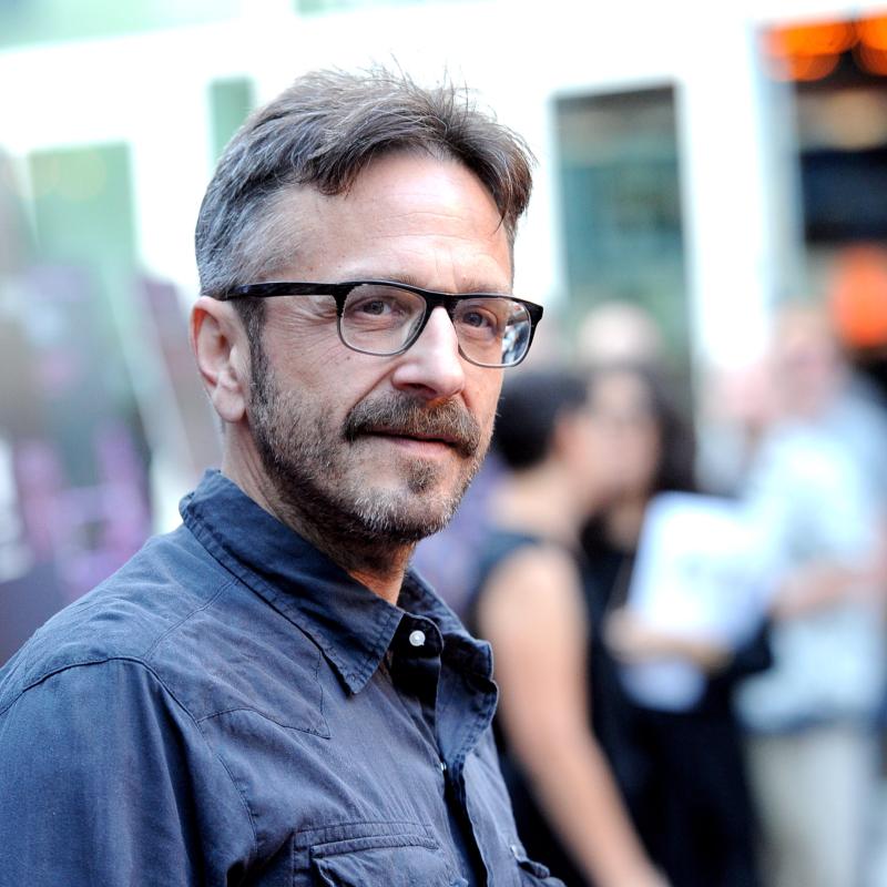 Comedian Marc Maron in a blue shirt